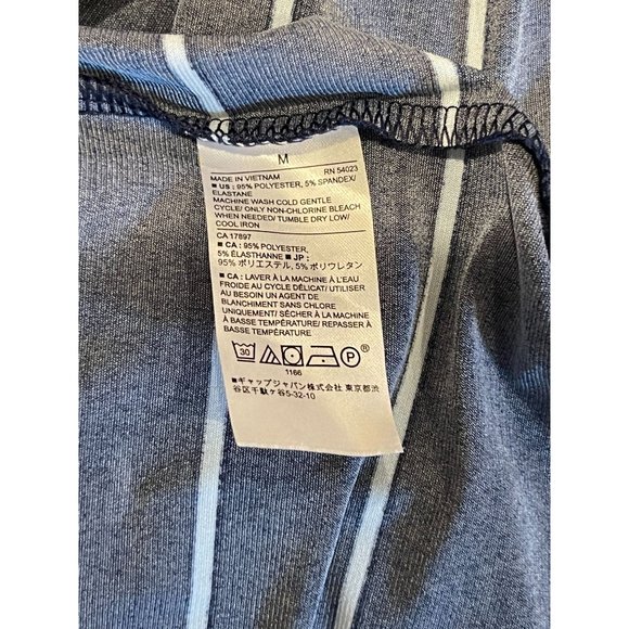 Banana Republic Women Stripe Faux Wrap Midi Dress V Neck Cap Sleeve Blue White M - Picture 8 of 8